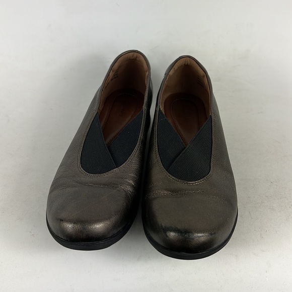 Clarks leather metallic bronze gold round toe slip on shoes us women's size 8 - Picture 4 of 10